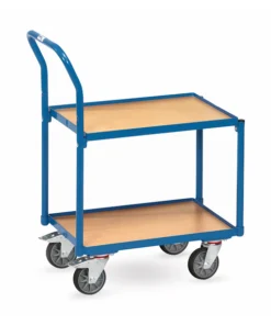 fetra® Etagenroller mit Rohrschiebebügel, 2 Böden aus Holz