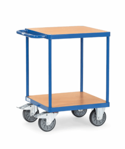 fetra® Schwerer Tischwagen mit 2 Böden, 500kg Tragkraft und quadratischer Ladefläche