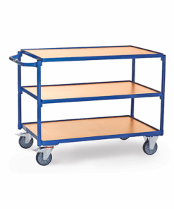 fetra® Leichter Tischwagen mit 3 Böden aus Holz, Griff waagerecht