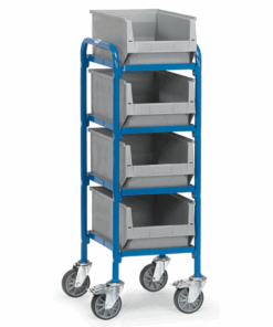 fetra® Beistellwagen mit 4 Böden aus Holz, 320 x 470mm Nutzfläche