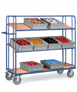 fetra® Etagenwagen mit verstellbaren Böden, 500kg Tragkraft, 2 lose Etagen, 1560mm hoch