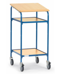 fetra® Rollpult mit geneigter Schreibfläche und 2 Ablageböden