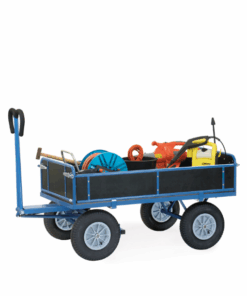 fetra® Handpritschenwagen mit 3 abklappbaren Bordwänden, rutschfester Ladefläche 1140 x 740mm, 750kg Tragkraft