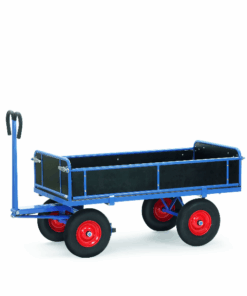 fetra® Handpritschenwagen mit 3 abklappbaren Bordwänden, rutschfester Ladefläche 1140 x 740mm, 1000kg Tragkraft