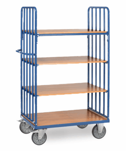 fetra® Etagenwagen mit Rohrstreben, 600kg Tragkraft, 4 Etagen, 1800mm Hoch