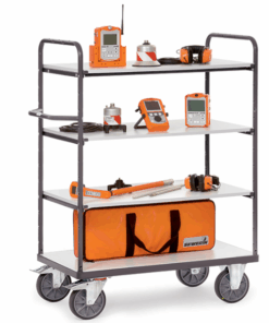fetra® ESD-Etagenwagen mit 600kg Tragkraft, 4 Böden, Höhe 1800mm