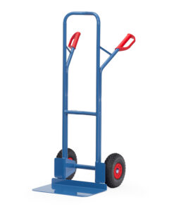 fetra® Stapelkarren 300kg Tragkraft, aus Stahlrohr, Höhe 1300mm, extra breite Schaufel