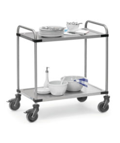 fetra® Edelstahlwagen mit Rohrschiebebügel  2 Böden 120kg Tragkraft