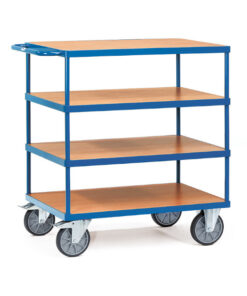 fetra® Schwerer Tischwagen 500kg Tragkraft, 4 Böden aus Holz