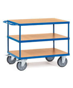fetra® Schwerer Tischwagen mit 500kg Tragkraft und  3 Böden aus Holz