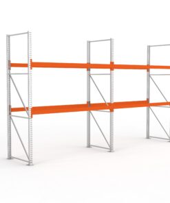 Palettenregal MULTIPAL 3300x2700x1100 mm (HxBxT), 3 Lagerebenen inkl. Boden, verzinkt / rotorange