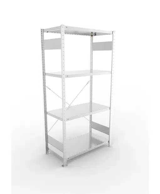 META Fachbodenregal CLIP SET, 2000x1000x500 mm (HxBxT), mit 4 Fachböden, Fachlast 230kg, verzinkt