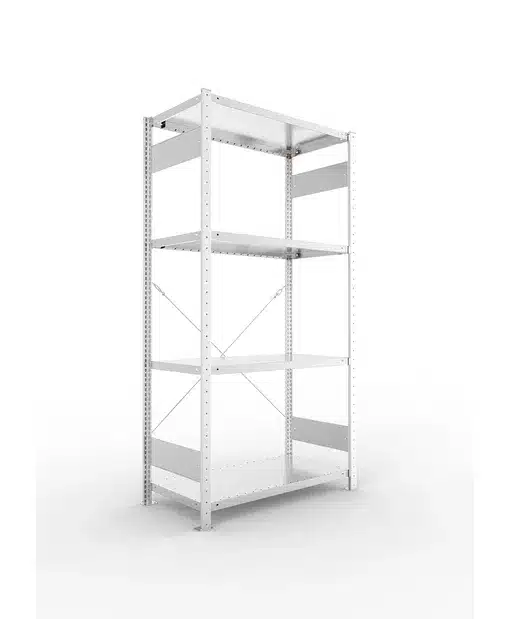 META Fachbodenregal CLIP SET, 2000x1000x500 mm (HxBxT), mit 4 Fachböden, Fachlast 230kg, verzinkt – Bild 2