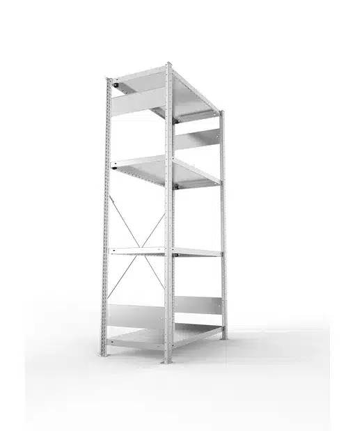 META Fachbodenregal CLIP SET, 2000x1000x500 mm (HxBxT), mit 4 Fachböden, Fachlast 230kg, verzinkt – Bild 4