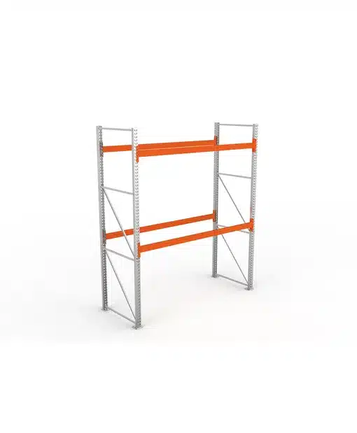 META Palettenregal MULTIPAL 3300mm Höhe, 2700mm Breite, 1100mm Tiefe, 3 Lagerebenen inkl. Boden, verzinkt / rotorange