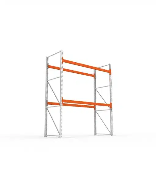 META Palettenregal MULTIPAL 3300mm Höhe, 2700mm Breite, 1100mm Tiefe, 3 Lagerebenen inkl. Boden, verzinkt / rotorange – Bild 4