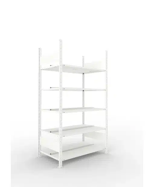 META Büroregal COMPACT doppelseitig, 1850 Breite, 600mm Tiefe, mit 5 Böden, Fachlast 100kg, lichtgrau – Bild 2