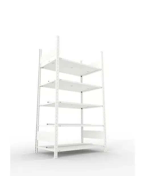 META Büroregal COMPACT doppelseitig, 1850 Breite, 600mm Tiefe, mit 5 Böden, Fachlast 100kg, lichtgrau – Bild 3