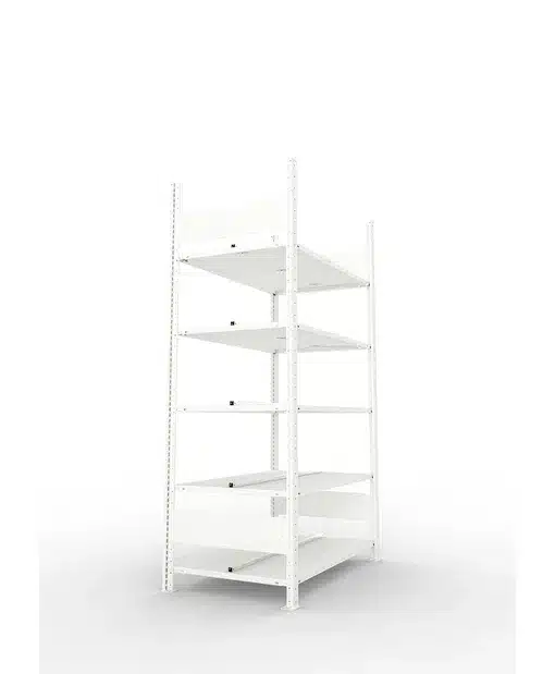 META Büroregal COMPACT doppelseitig, 1850 Breite, 600mm Tiefe, mit 5 Böden, Fachlast 100kg, lichtgrau – Bild 4