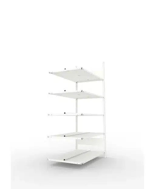 META Büro-Anbauregal COMPACT doppelseitig, 1850 Breite, 600mm Tiefe, mit 5 Böden, Fachlast 100kg, lichtgrau – Bild 4