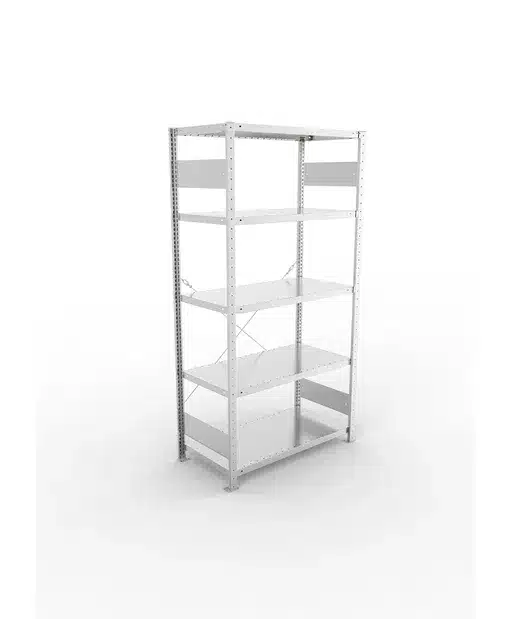 META Fachbodenregal S3 CLIP, 2000mm Höhe, 1000mm Breite, mit 5 Fachböden, Fachlast 230kg, verzinkt