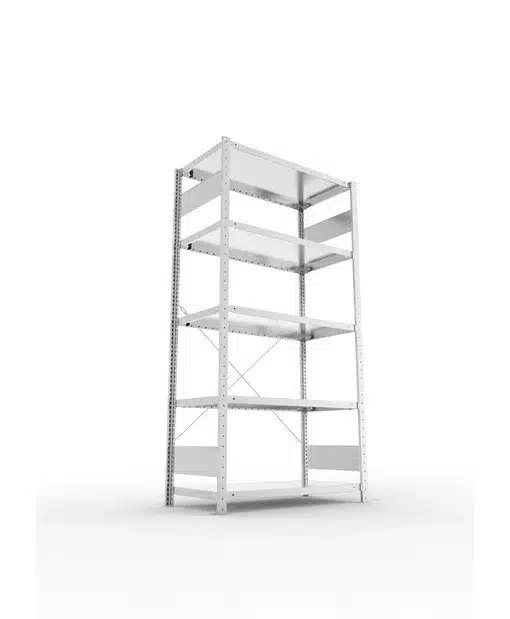 META Fachbodenregal S3 CLIP, 2000mm Höhe, 1000mm Breite, mit 5 Fachböden, Fachlast 230kg, verzinkt – Bild 4