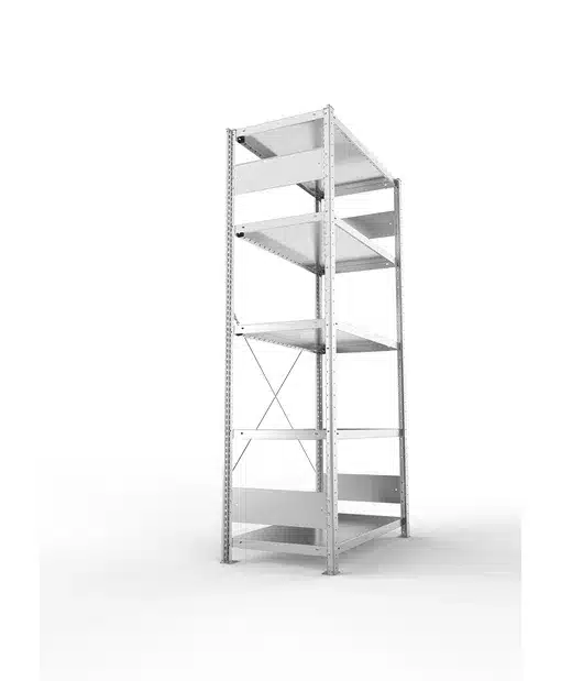 META Fachbodenregal S3 CLIP, 2000mm Höhe, 1000mm Breite, mit 5 Fachböden, Fachlast 230kg, verzinkt – Bild 5