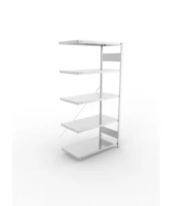 META Fachboden-Anbauregal S3 CLIP, 2000mm Höhe. 1000mm Breite, mit 5 Fachböden, 230kg Fachlast, verzinkt