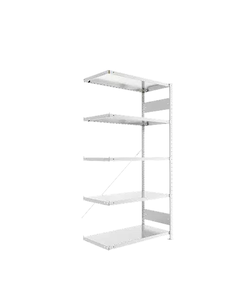 META Fachboden-Anbauregal S3 CLIP, 2000mm Höhe. 1000mm Breite, mit 5 Fachböden, 230kg Fachlast, verzinkt – Bild 3