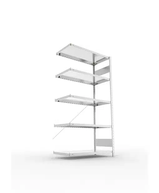 META Fachboden-Anbauregal S3 CLIP, 2000mm Höhe. 1000mm Breite, mit 5 Fachböden, 230kg Fachlast, verzinkt – Bild 4