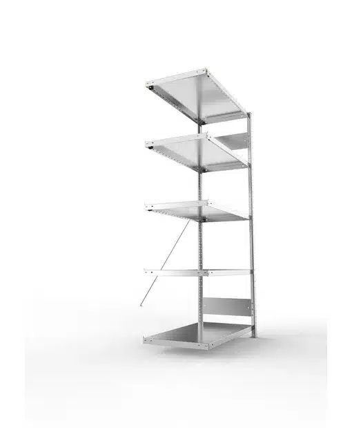 META Fachboden-Anbauregal S3 CLIP, 2000mm Höhe. 1000mm Breite, mit 5 Fachböden, 230kg Fachlast, verzinkt – Bild 5