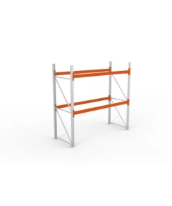 META Palettenregal MULTIPAL 2700mm Höhe, 2700mm Breite, 1100mm Tiefe, 3 Lagerebenen inkl. Boden, verzinkt / rotorange