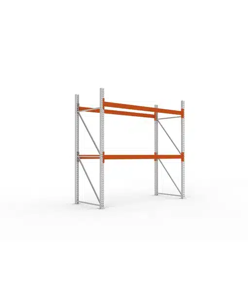 META Palettenregal MULTIPAL 2700mm Höhe, 2700mm Breite, 1100mm Tiefe, 3 Lagerebenen inkl. Boden, verzinkt / rotorange – Bild 2