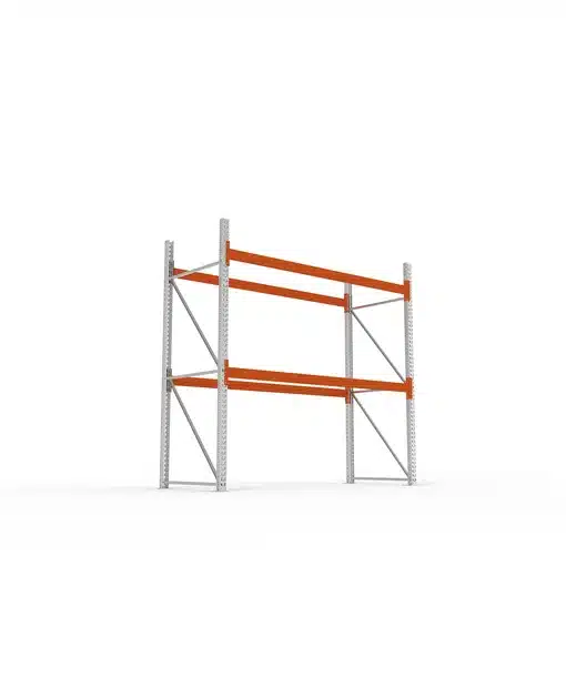 META Palettenregal MULTIPAL 2700mm Höhe, 2700mm Breite, 1100mm Tiefe, 3 Lagerebenen inkl. Boden, verzinkt / rotorange – Bild 3