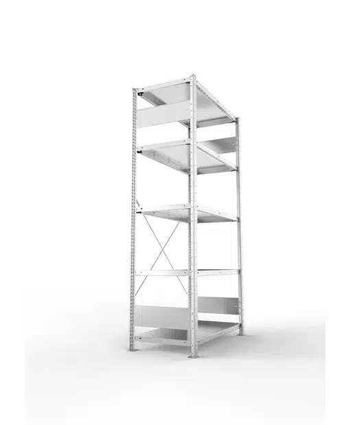 META Fachbodenregal S3 CLIP, 2000mm Höhe, 1000mm Breite, mit 5 Fachböden, Fachlast 150kg, verzinkt – Bild 5