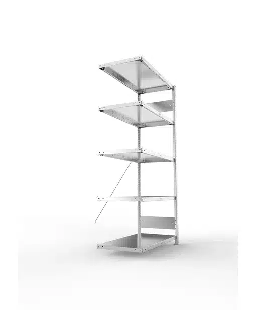 META Fachboden-Anbauregal S3 CLIP, 2000mm Höhe, 1000mm Breite, mit 5 Fachböden, 150kg Fachlast, verzinkt – Bild 5