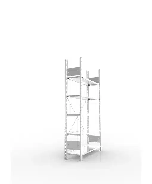 META Büroregal S3 COMPACT, 1850mm Höhe, 300mm Tiefe, mit 5 Böden, Fachlast 80kg, verzinkt – Bild 4