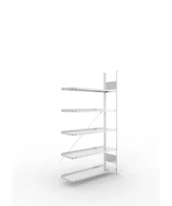 META Büro-Anbauregal S3 COMPACT, 1850mm Höhe, 300 mm Tiefe, mit 5 Böden, Fachlast 80kg, verzinkt