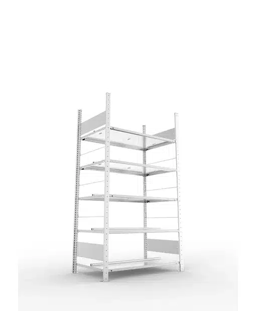 META Büroregal S3 COMPACT, 1850mm Höhe, 600 mm Breite, doppelseitig mit 5 Böden, Fachlast 100kg, verzinkt – Bild 3