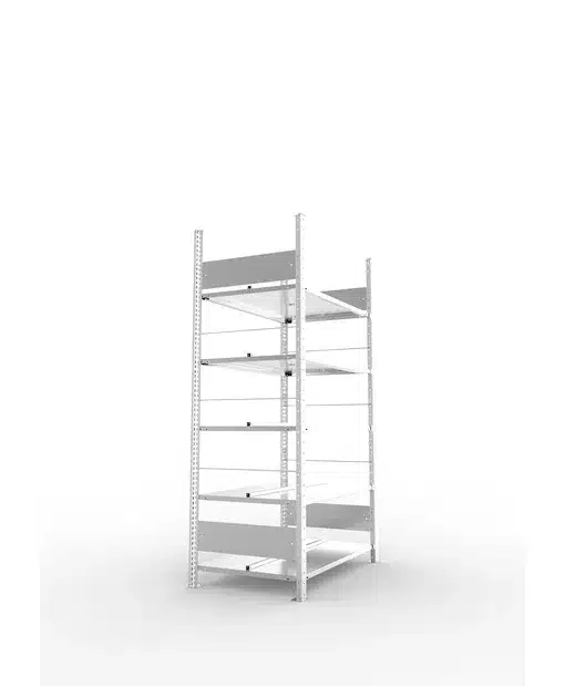 META Büroregal S3 COMPACT, 1850mm Höhe, 600 mm Breite, doppelseitig mit 5 Böden, Fachlast 100kg, verzinkt – Bild 4