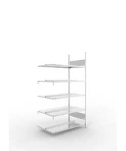 Alternative view of META Büro-Anbauregal S3 COMPACT, 1850 Höhe, 600mm Tiefe, doppelseitig mit 5 Böden, Fachlast 100kg, verzinkt
