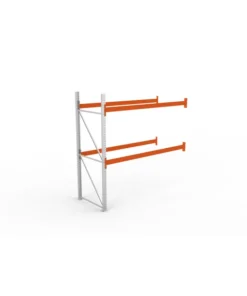 META Paletten-Anbauregal MULTIPAL 2700mm Höhe, 2700mm Breite, 1100mm Tiefe, 3 Lagerebenen inkl. Boden, verzinkt / rotorange