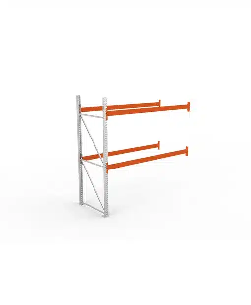 META Paletten-Anbauregal MULTIPAL 2700mm Höhe, 2700mm Breite, 1100mm Tiefe, 3 Lagerebenen inkl. Boden, verzinkt / rotorange