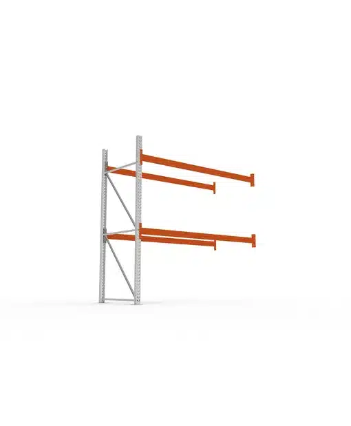 META Paletten-Anbauregal MULTIPAL 2700mm Höhe, 2700mm Breite, 1100mm Tiefe, 3 Lagerebenen inkl. Boden, verzinkt / rotorange – Bild 3