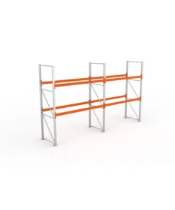 META Palettenregal MULTIPAL 3300mm Höhe, 5400mm Breite, 1100mm Tiefe, 3 Lagerebenen inkl. Boden, verzinkt / rotorange