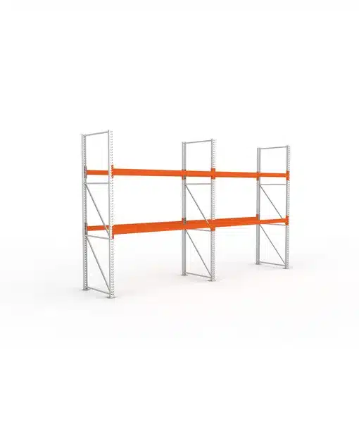META Palettenregal MULTIPAL 3300mm Höhe, 5400mm Breite, 1100mm Tiefe, 3 Lagerebenen inkl. Boden, verzinkt / rotorange – Bild 2