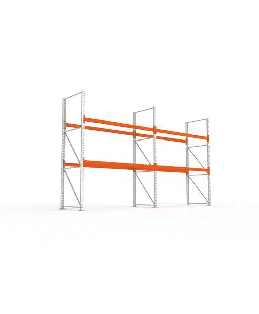 META Palettenregal MULTIPAL 3300mm Höhe, 5400mm Breite, 1100mm Tiefe, 3 Lagerebenen inkl. Boden, verzinkt / rotorange – Bild 3