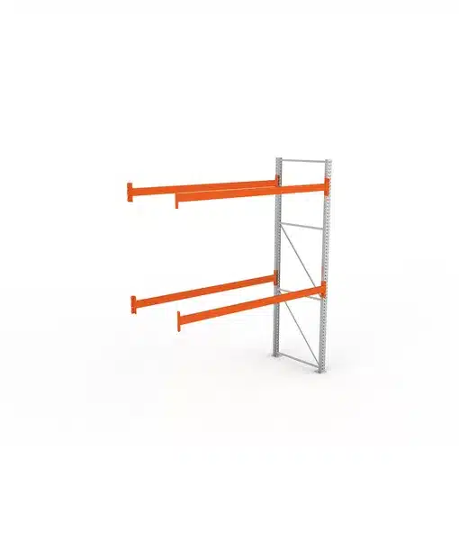 META Paletten-Anbauregal MULTIPAL 3300mm Höhe, 2700mm Breite, 1100mm Tiefe, 3 Lagerebenen inkl. Boden, verzinkt / rotorange