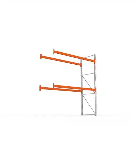 META Paletten-Anbauregal MULTIPAL 3300mm Höhe, 2700mm Breite, 1100mm Tiefe, 3 Lagerebenen inkl. Boden, verzinkt / rotorange – Bild 4