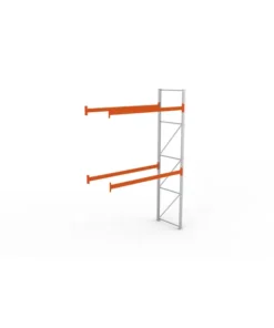 META Paletten-Anbauregal MULTIPAL 4400mm Höhe, 2700mm Breite, 1100mm Tiefe, 3 Lagerebenen inkl. Boden, verzinkt / rotorange